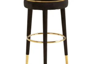 Bar Stool Gold Trim black velvet