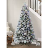 6.6ft Slim Flocked Christmas Tree - Artificial Pre-Lit 500 LED Lights