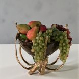 Octopus Design Wine Cooler - Gold Base - Black Glass Bowl