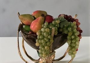 Octopus Design Wine Cooler - Gold Base - Black Glass Bowl