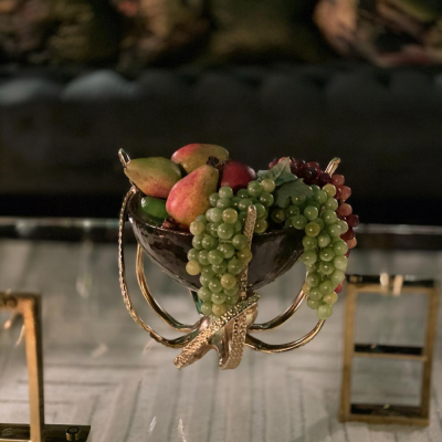 Octopus Design Wine Cooler – Gold Base – Black Glass Bowl