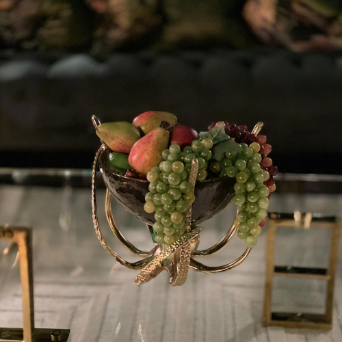 Octopus Design Wine Cooler – Gold Base – Black Glass Bowl