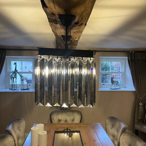 Chandelier – Cut Smoked Crystal Design – Oblong