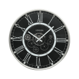 Round Wall Clock with Antique Grey & Black Finish