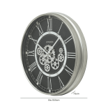 Wall Clock - Moving Cogs - Black Finish