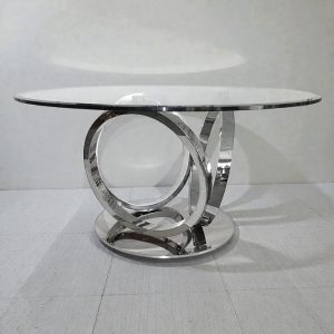 Chrome & Glass Top Dining Table - 150cm