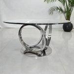 Chrome & Glass Top Dining Table - 150cm 