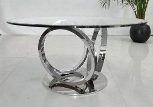 Chrome & Glass Top Dining Table - 150cm