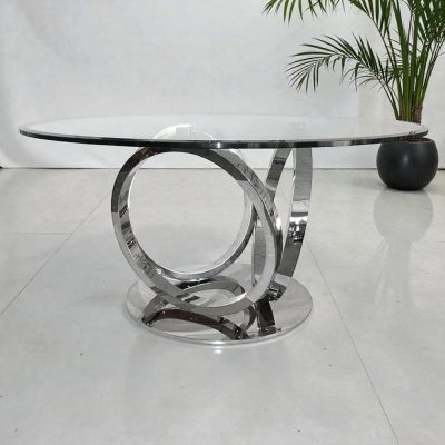 Chrome & Glass Top Dining Table - 150cm