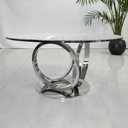 Chrome & Glass Top Dining Table - 150cm