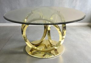 Brass Glass Top Dining Table - 150cm