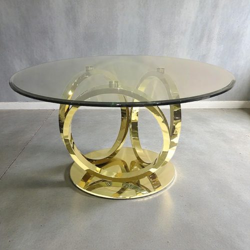 Brass Glass Top Dining Table - 150cm