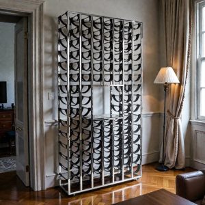 15 Layer Wine Rack - 101 Bottles - Chrome & Leather Finish