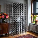 15 Layer Wine Rack - 101 Bottles - Chrome & Leather Finish