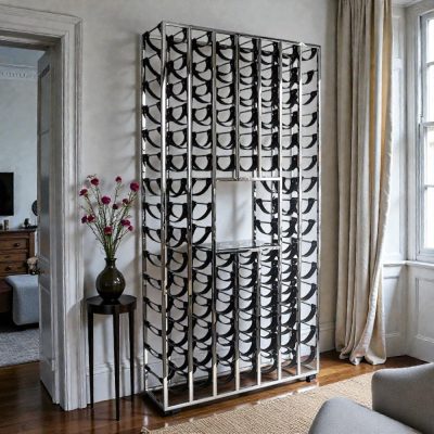 15 Layer Wine Rack - 101 Bottles - Chrome & Leather Finish