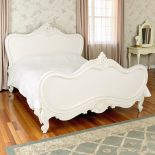 5ft King Size Carved Bed - Antique White