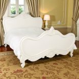 5ft King Size Carved Bed - Antique White - Image 2