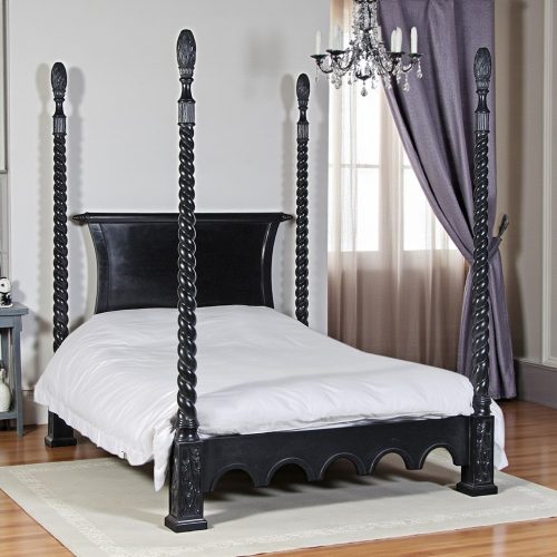6ft Four Poster Bed - French Antique Black