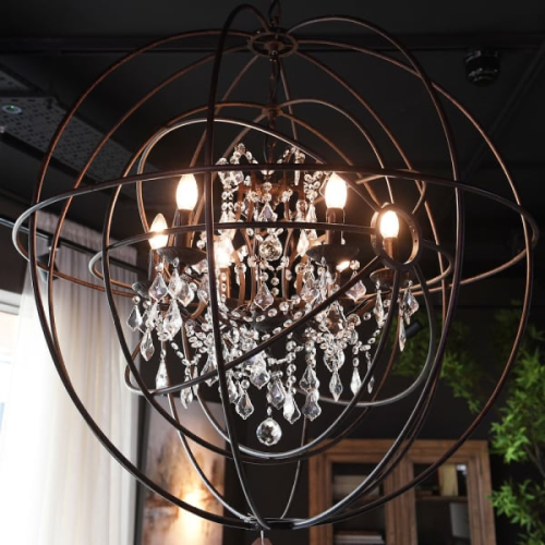 Chandelier – Cut Glass – 6 Arm – Double Sphere Design