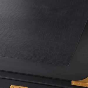Office Desk Satin Black & Brass Finish - 9 Drawers - Dorchester Black Range