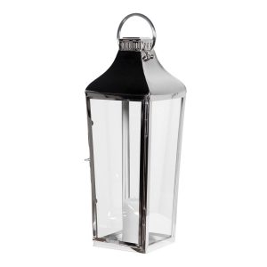 Hurricane Lantern – Floor Standing – Glass Sides Chrome Finish