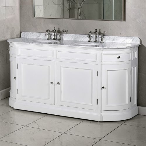 Double Sink Unit – White Painted Birch – Marble Top