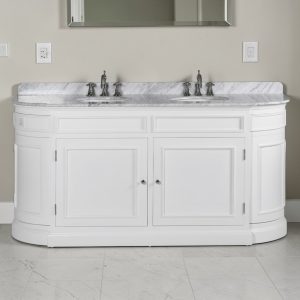 Double Sink Unit - White Painted Birch - Marble Top