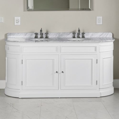 Double Sink Unit - White Painted Birch - Marble Top