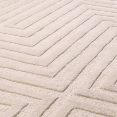 Luxury Rug ‘Zig Zag’ Cream 100% Wool Finish – 300cm x 400cm