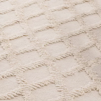 Luxury Rug ‘Tufted Squares’ Cream 100% Wool Finish – 300cm x 400cm