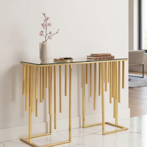 Console Table - Glass & Brass - Parma Brass Range