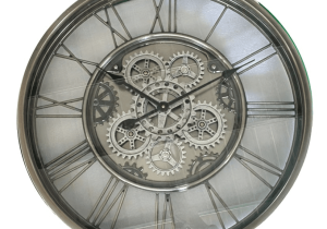 Wall Clock Silver Leaf Glass fronted