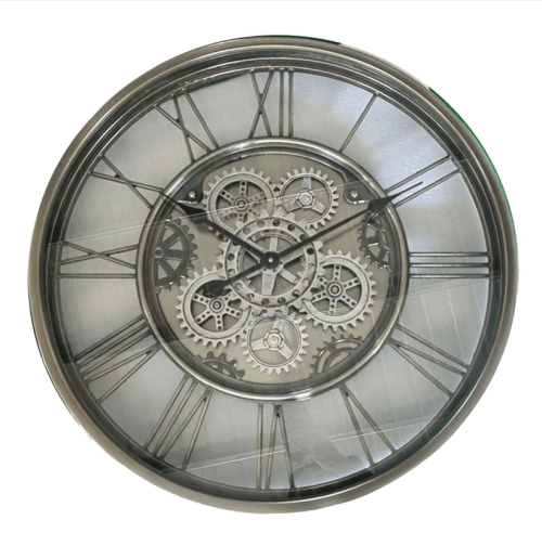 Wall Clock Silver Leaf Glass fronted