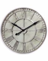 Clock Antique Mirrored Glass - Wall Clock - Battery Operated - Antique Mirrored Glass - Silver Finish