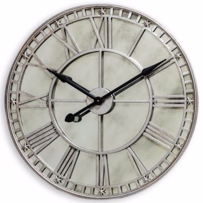 Wall Clock – Antique Mirrored Glass – Antique Silver Finish