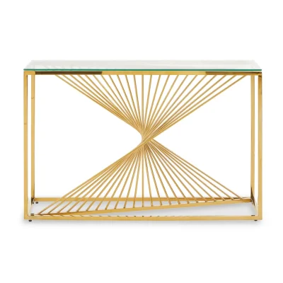 Console Table – Clear Glass Top – Gold Base – 120cm