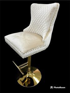 Gold Base, Lion Knocker, Deep Buttoned, Cream Velvet