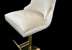 Gold Base, Lion Knocker, Deep Buttoned, Cream Velvet