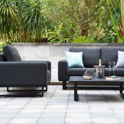 5 Seater All Weather Sofa Set – 3 Seat Sofa & 2 Chairs – CHARCOAL