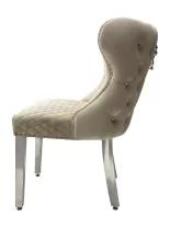 Dining Chair - Chrome Leg - Chrome Lion Knocker - Mink Velvet