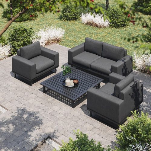 4 Seater Garden Sofa Set – Coffee Table – All Weather Fabric – CHARCOAL