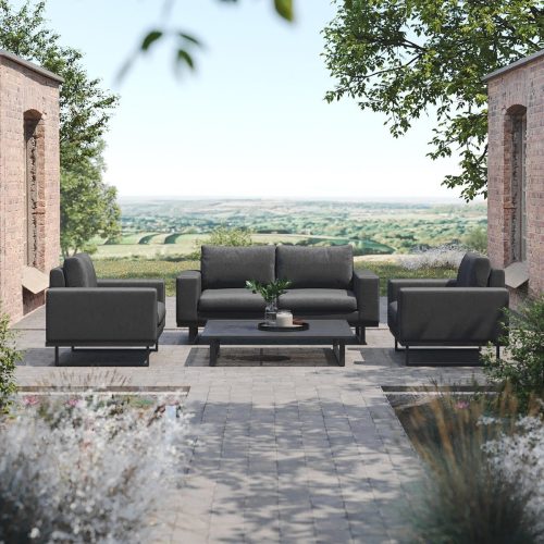 4 Seater Garden Sofa Set – Coffee Table – All Weather Fabric – CHARCOAL