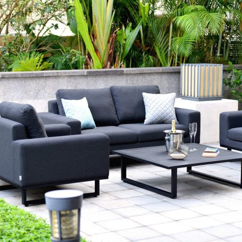 4 Seater Garden Sofa Set – Coffee Table – All Weather Fabric – CHARCOAL