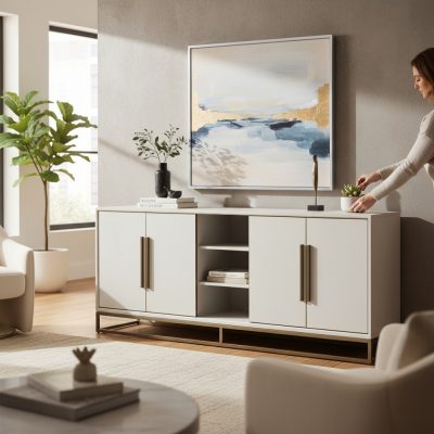 Gold & Verona Ash Sideboard - 4 door - Blackbone Range