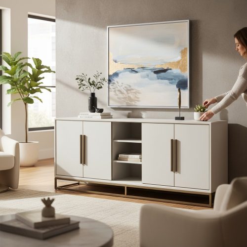 Gold & Verona Ash Sideboard - 4 door - Blackbone Range