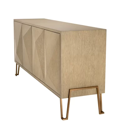 Sideboard Washed Oak Veneer – Brushed Brass Finish