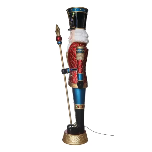 8ft Christmas Nutcracker in Resin - 42 LED Lights & Music