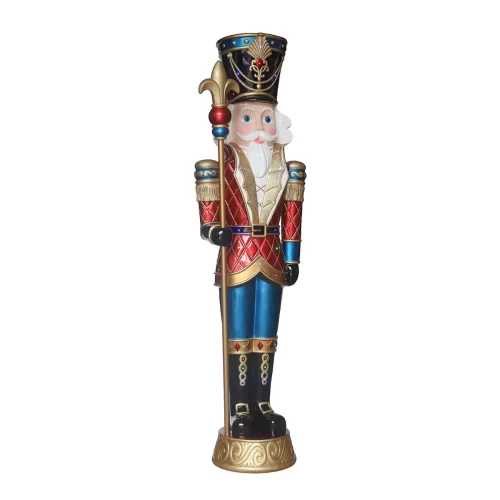 8ft Christmas Nutcracker in Resin - 42 LED Lights & Music