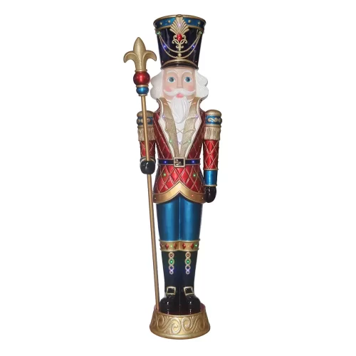 8ft Christmas Nutcracker in Resin - 42 LED Lights & Music