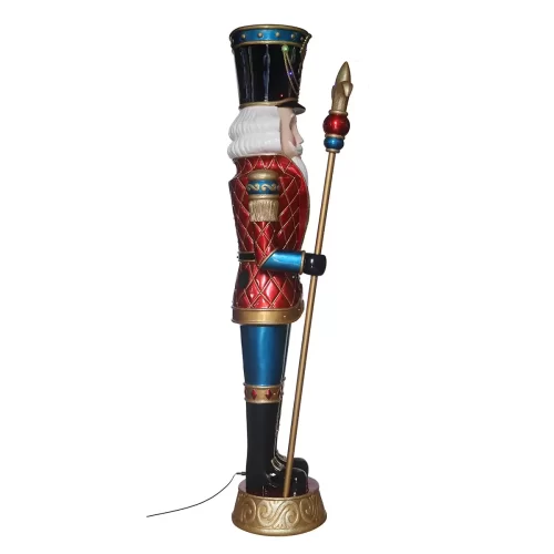 8ft Christmas Nutcracker in Resin - 42 LED Lights & Music